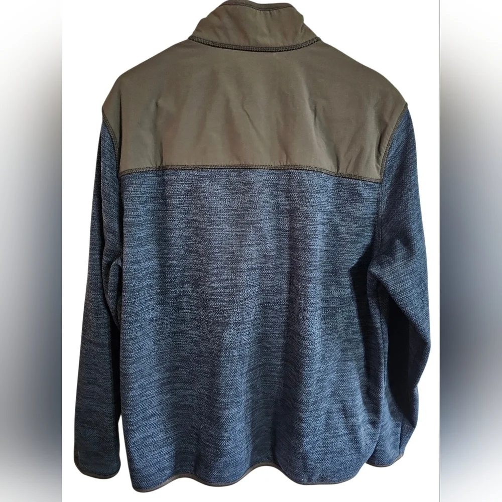 G.H. Bass & Co Men Large Quarter Snap Fleece Pullover Blue Nylon Yoke Outdoor